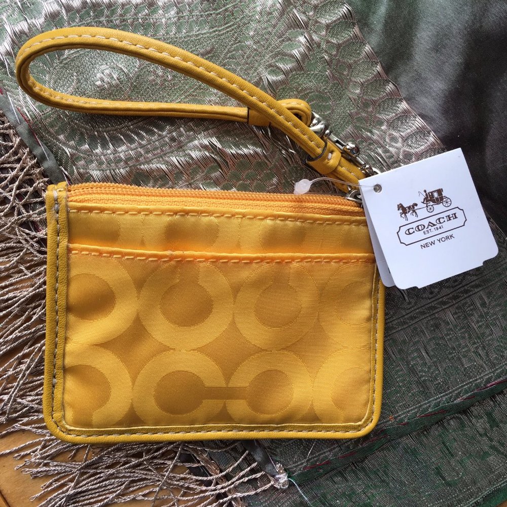 NWT Yellow Coach Zip Wristlet Wallet - Picture 2 of 8